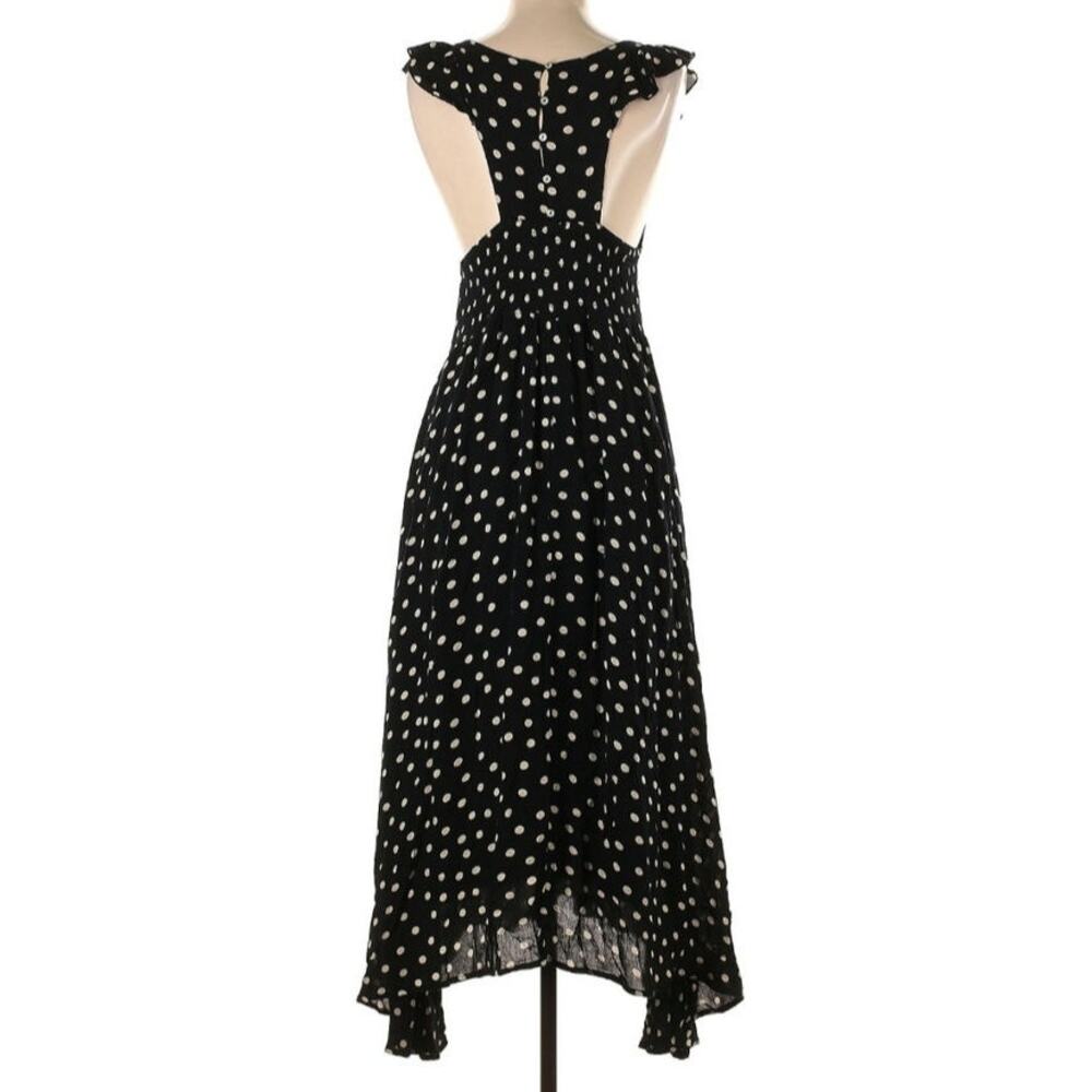 Free People Chambray Butterflies Black Dotted Midi Dress - Picture 3 of 5